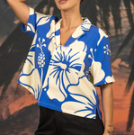 Trouble in Paradise Crop Buttonup - Blue