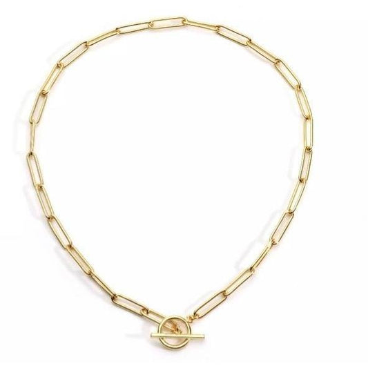 Gold chain necklace on a white background