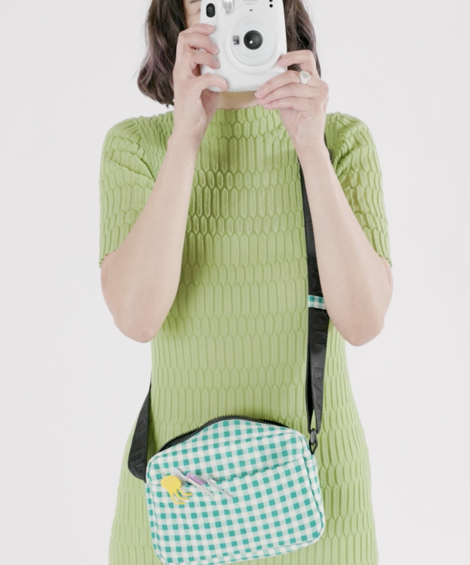 Camera Crossbody - Green Gingham