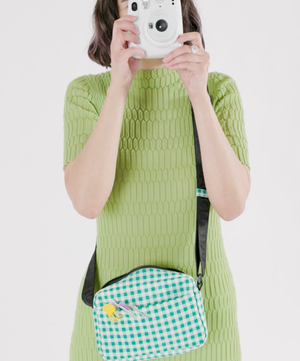 Camera Crossbody - Green Gingham