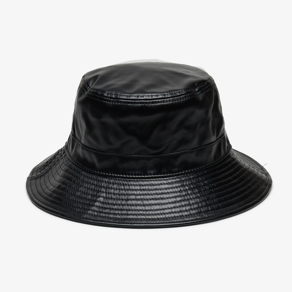 Ricky Faux Leather Bucket Hat - Black