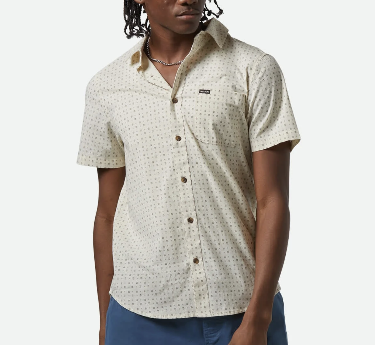 Charter Print S/S Woven Shirt - Off White Micro Floral