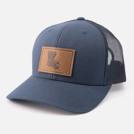 Louisiana Silhouette Hat | Leather Patch Trucker Hat