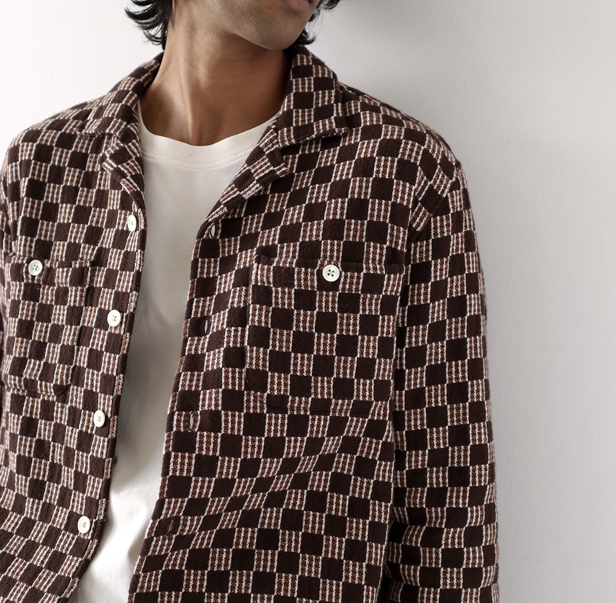 Hiro Shirt - Slate Brown Criss-Cross Check