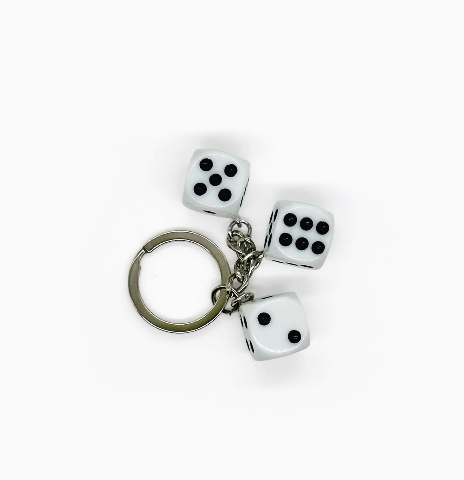 Triple Dice Key Chain - White