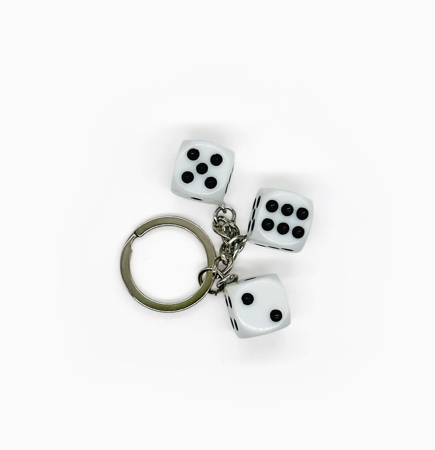 Triple Dice Key Chain - White