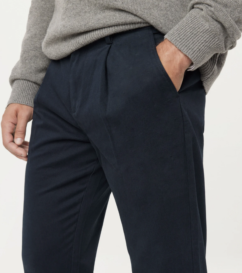 Jamie Pleated Chino Pant - Deep Blue