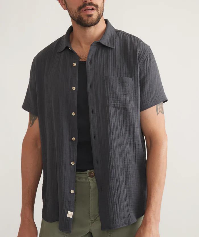 S/S Crinkle Double Cloth Shirt - India Ink