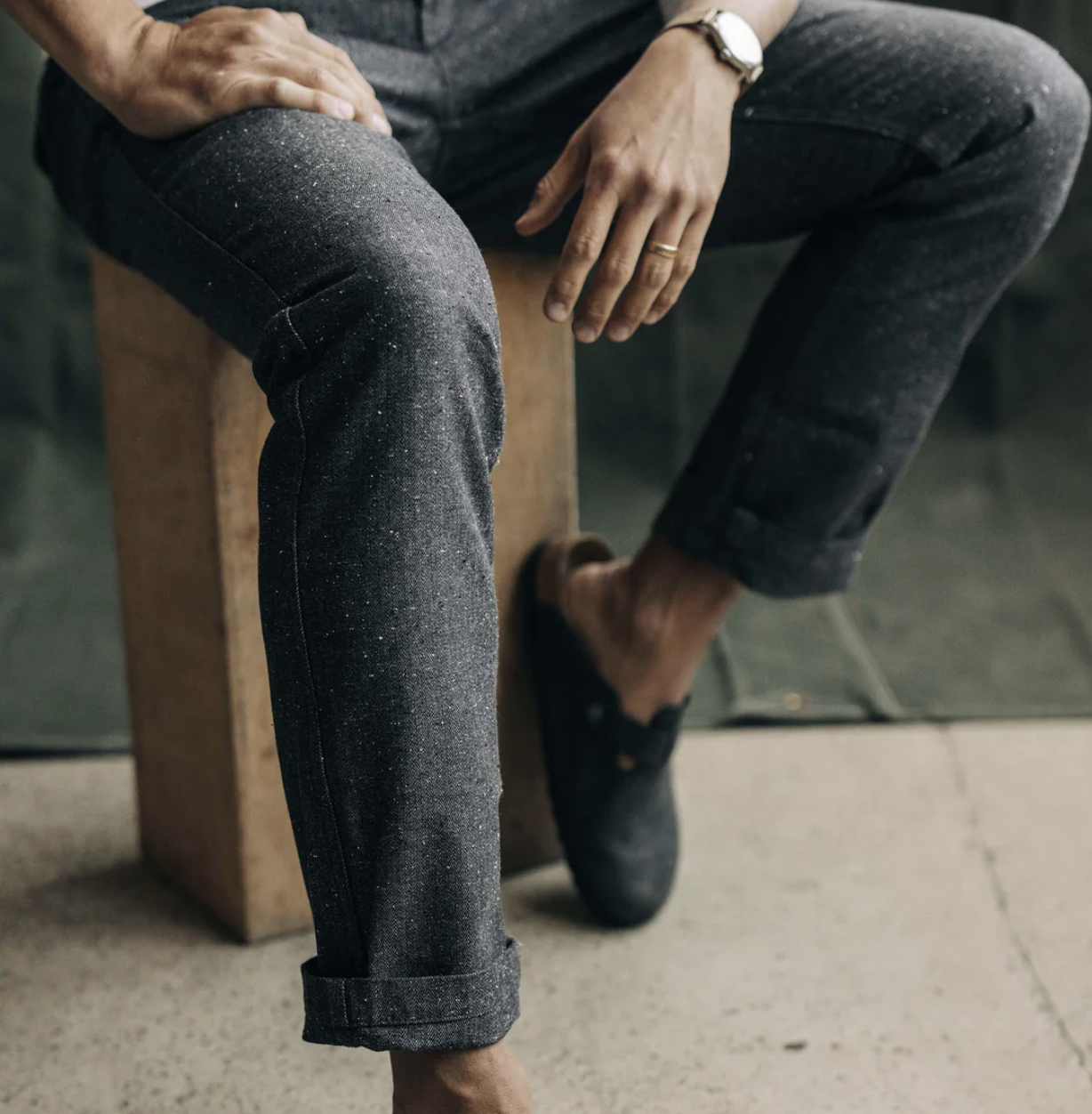 The Carnegie Pant - Granite Herringbone