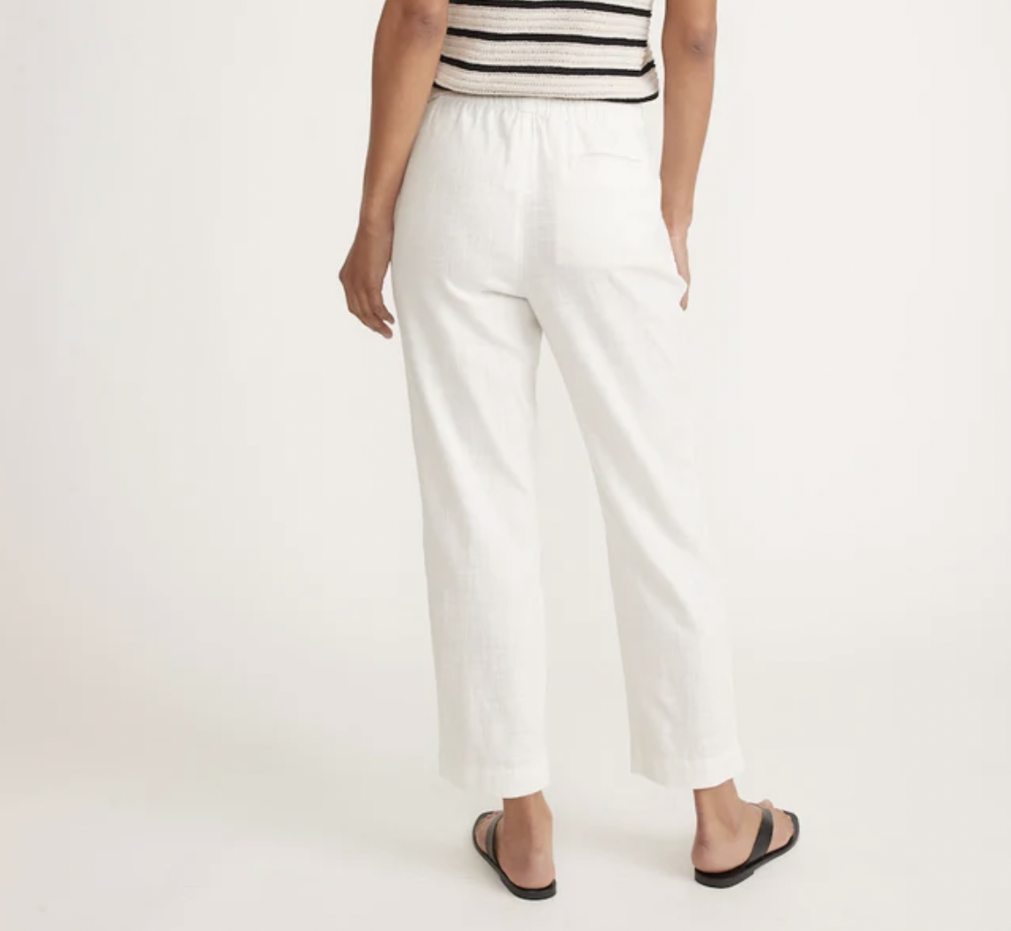 Elle Relaxed Crop Pant - White