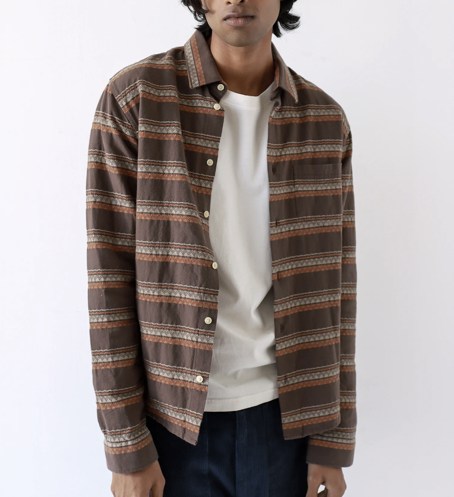 Classic Shirt - Slate Brown Peysa Stripe