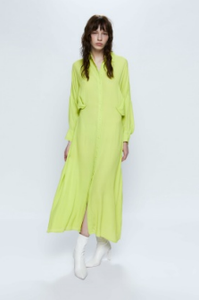 Maxi Shirt Dress - Chartreuse
