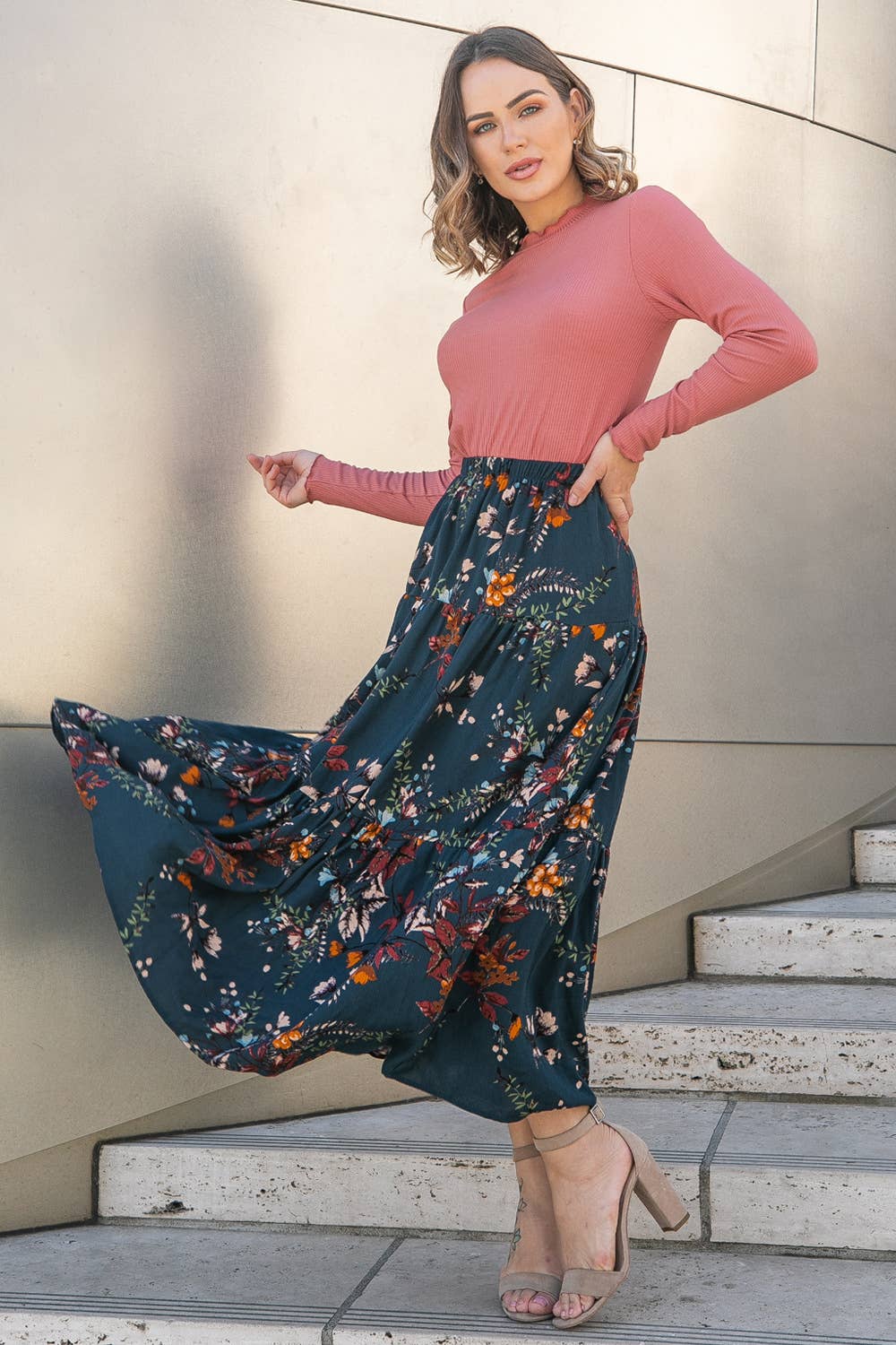 "You're So Pretty"-Three Layered Floral Skirt