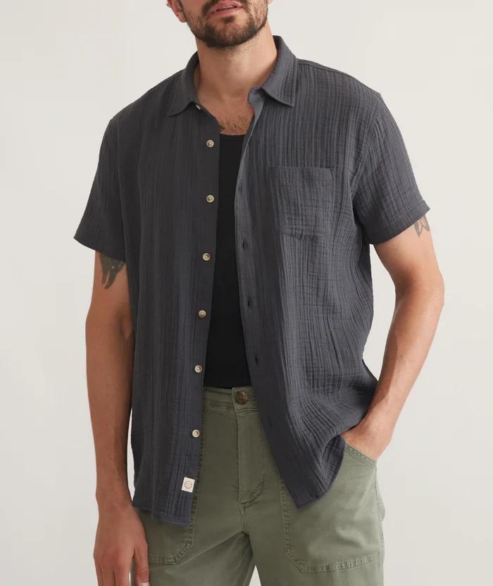 S/S Crinkle Double Cloth Shirt - India Ink