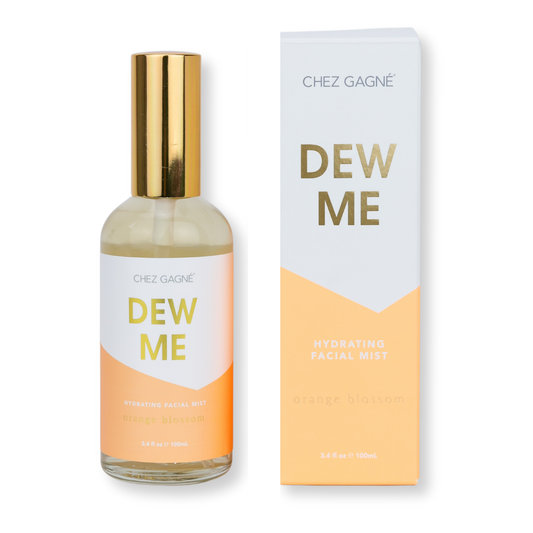 Chez Gagne 'Dew Me' product with bottle and packaging on a white background