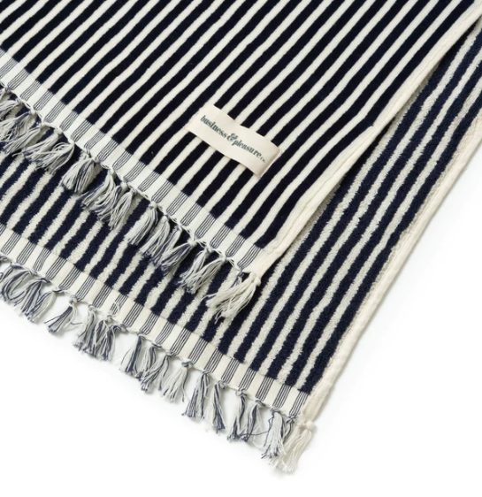 Beach Towel - Lauren's Navy Stripe