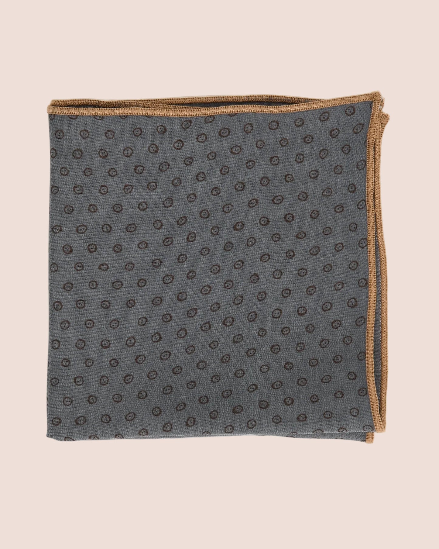 Gray pocket square with a subtle pattern on a white background
