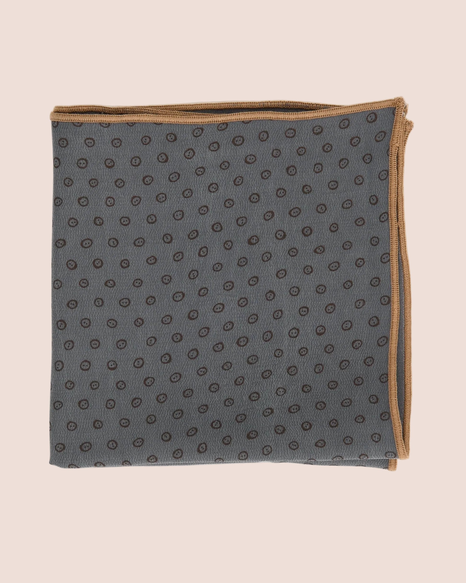 Gray pocket square with a subtle pattern on a white background