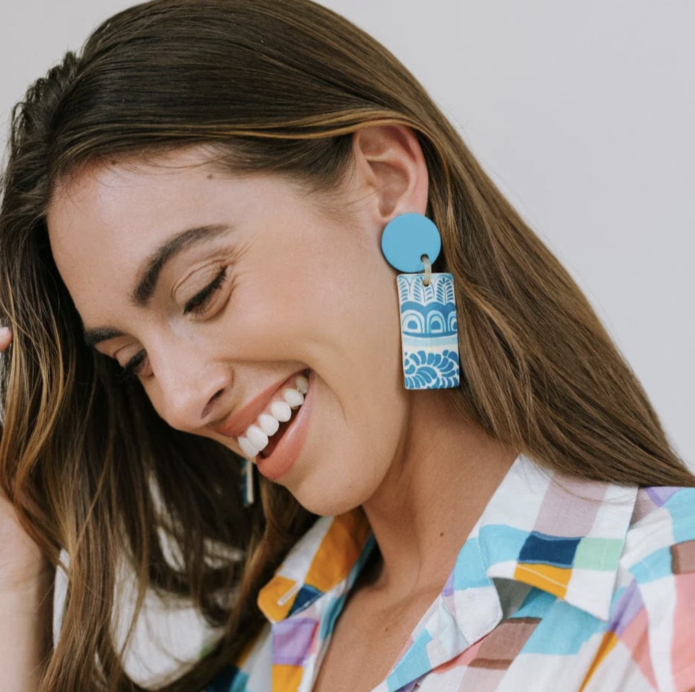 Pool Valencia Earrings - Blue/White