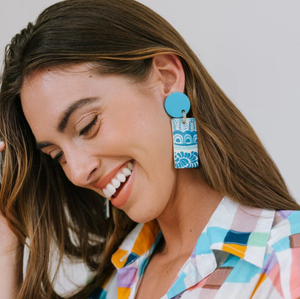 Pool Valencia Earrings - Blue/White