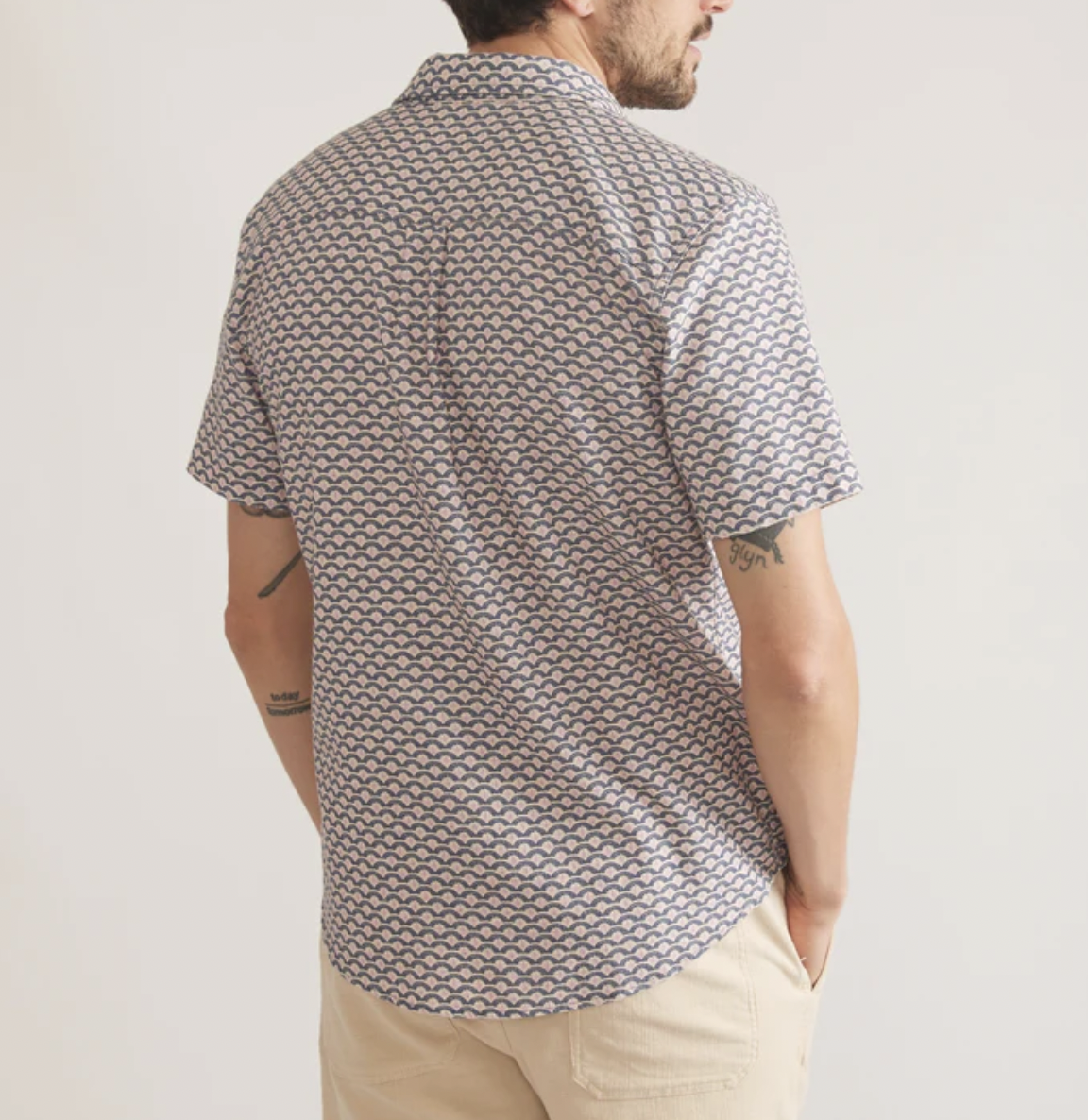 Stretch Selvage Short Sleeve Shirt - Japanese Wave Print