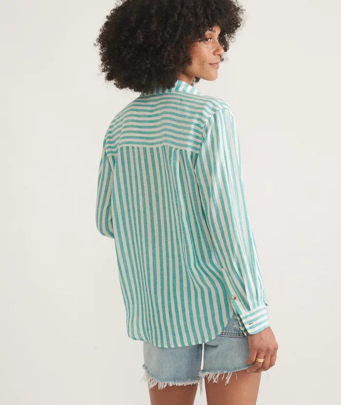 Abbey Linen Button Down - Slushy Stripe