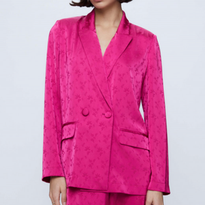 Fluid Jacquard Blazer - Fuchsia