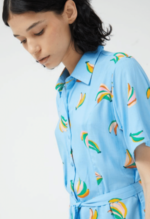 Musa Short Dress - Blue Bananas