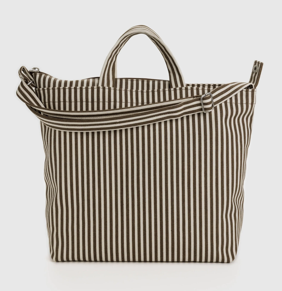 Horizontal Zip Duck Bag - Brown Stripe