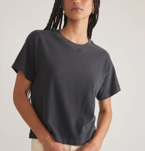 Sadie Vintage Slub Crop Tee - Soft Black