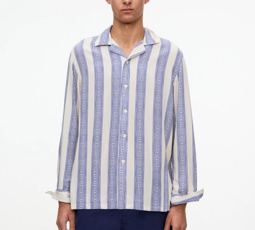 Havana Viscose Long Sleeve - Blue/White