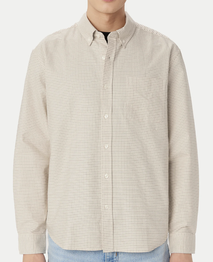 The Jasper Boxy Oxford Shirt - Oatmeal Check