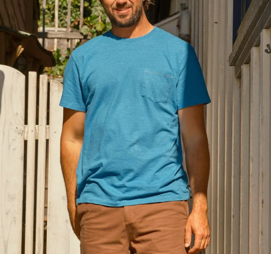 Hemp Pocket Tee - Azure
