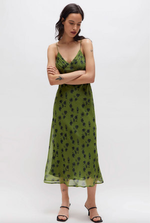 Camu Strap Midi Dress - Green