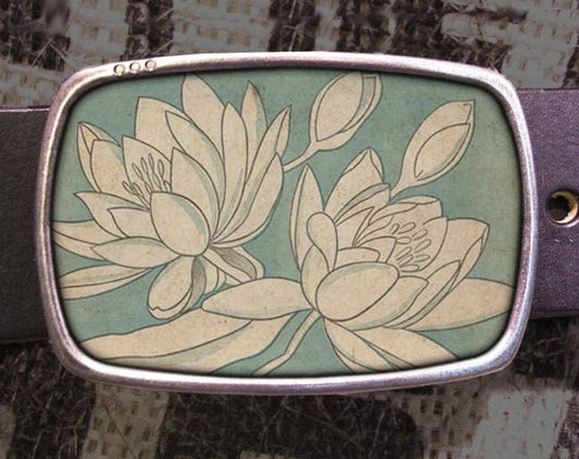 White Flowers Belt Buckle