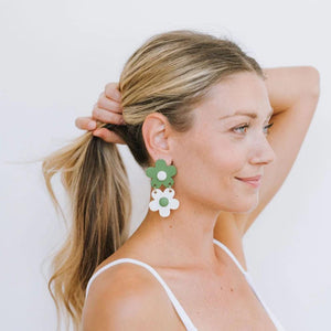 Stacked Verde Flower Earring