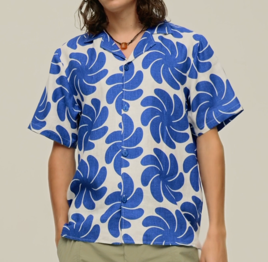 Nebula Cuba Linen Shirt - Blue/White