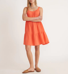 Leila Double Cloth Mini Dress - Hot Coral