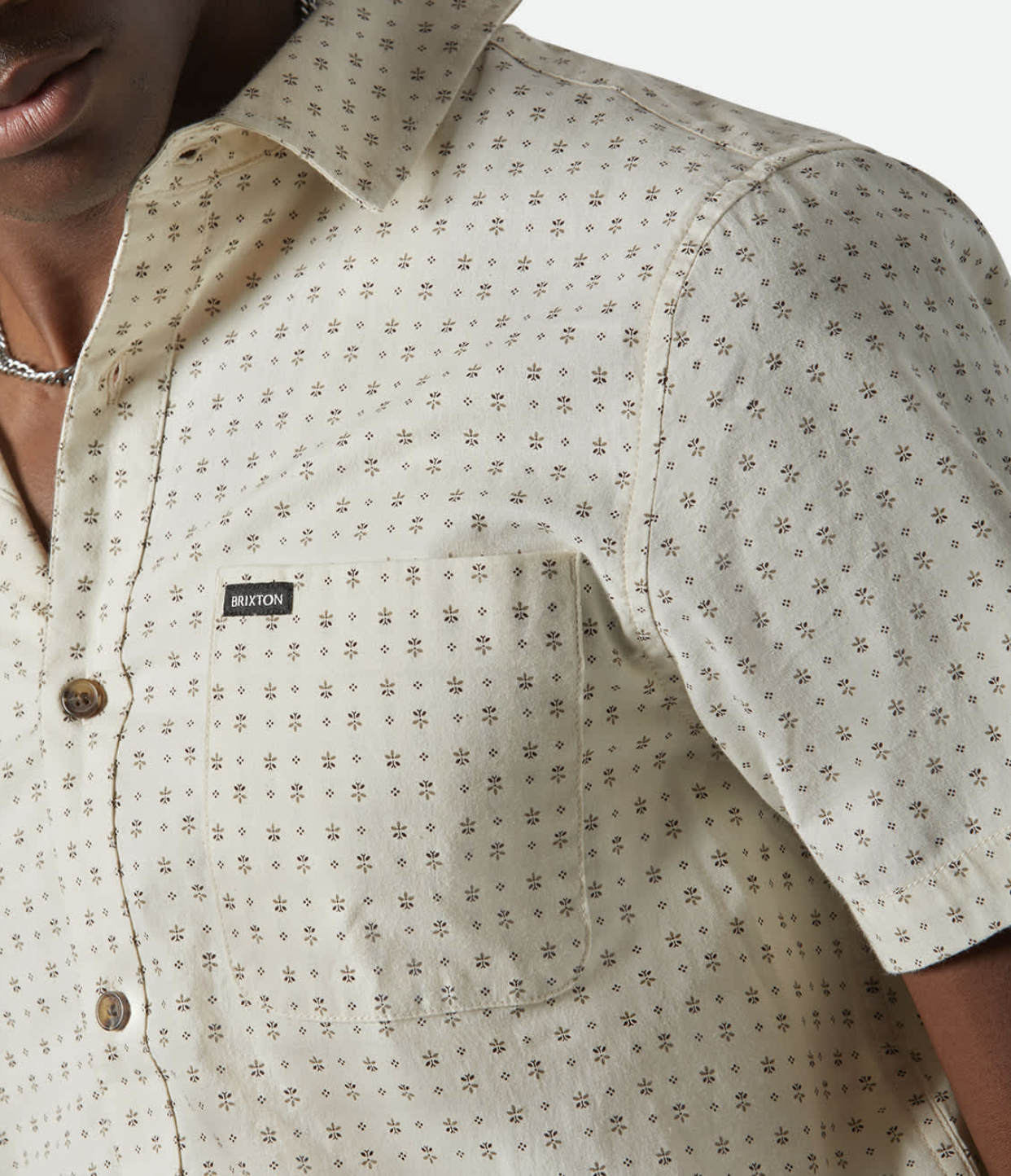 Charter Print S/S Woven Shirt - Off White Micro Floral
