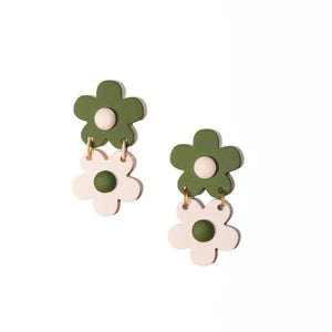 Stacked Verde Flower Earring