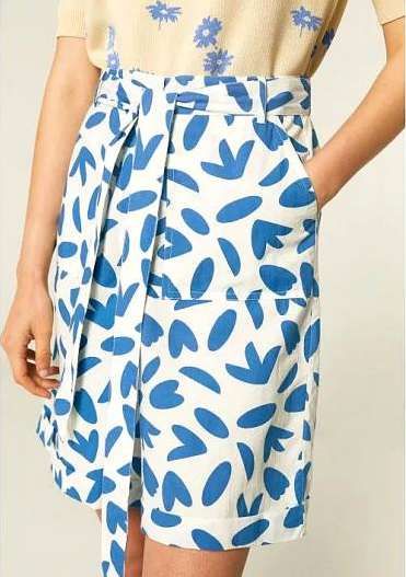 Petal Print Bermuda Shorts - White/Blue