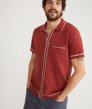 Wyatt Tipped Sweater Button Down - Chili