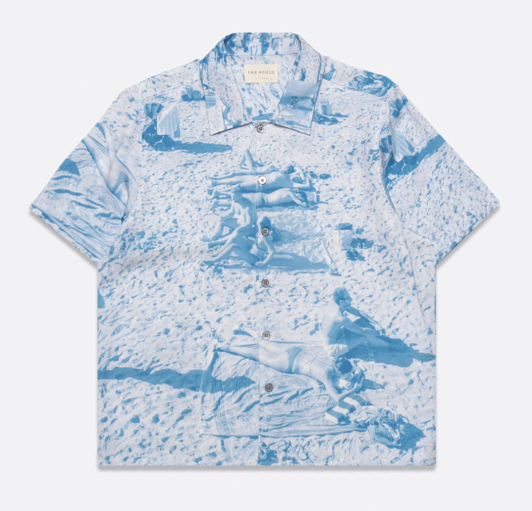 Busey Shirt - Allure Blue Beach Print