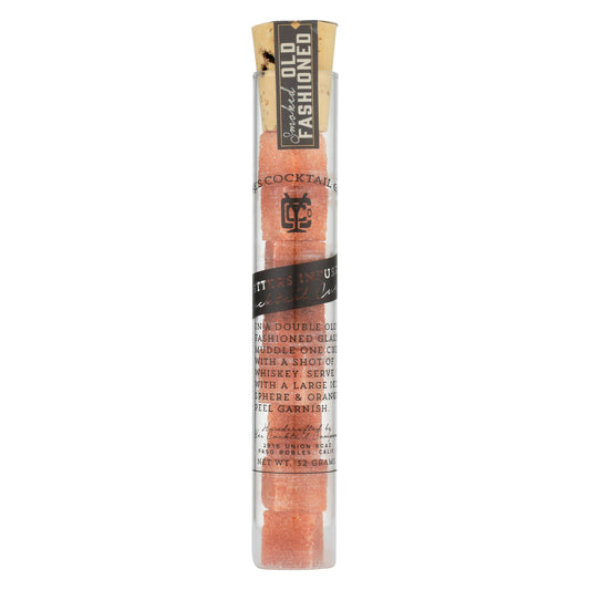 Cocktail stick with 'Old Fashioned' branding on a white background