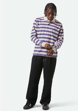 Vintage Stripe L/S Polo - Electric Blue/Flame/Whitecap