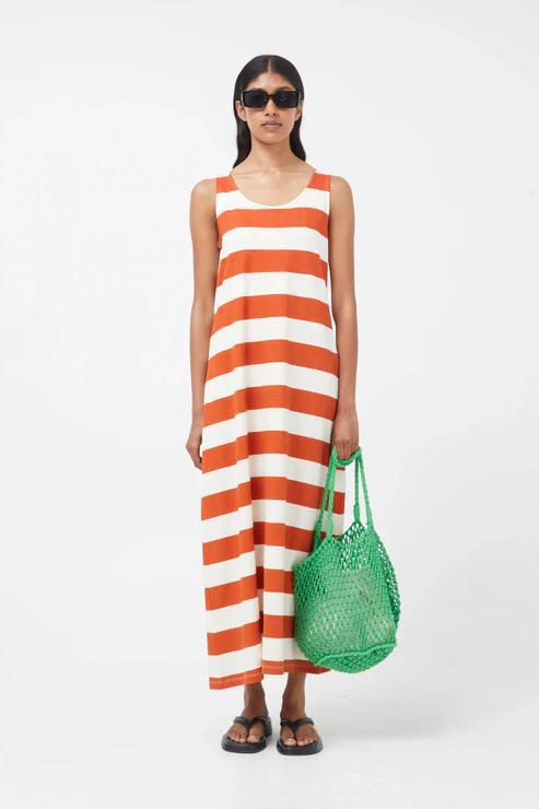 Long Orange Striped Dress