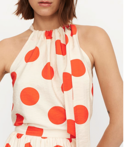 Polka Dot Sleeveless Top - Red/White