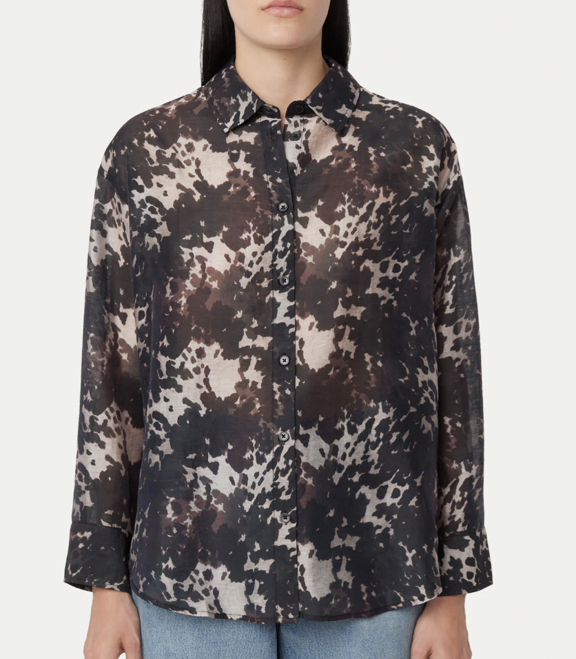 Printed Sheer Shirt - Black