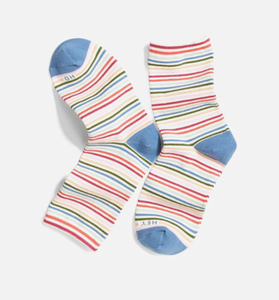 Hi Ankle Crew Sock - Cool Stripe