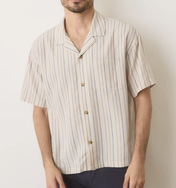 Boxy Resort Shirt - Natural Stripe